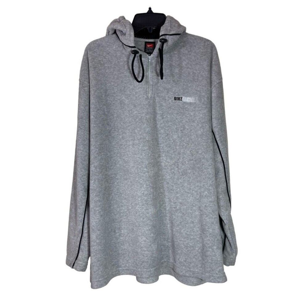 Vtg Y2K Nike Basketball Polar Fleece 1/4 Zip Hoodie Sweatshirt XL Gray Skater